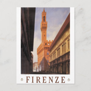 Vintage Travel, Firenze, Florence, Palazzo Vecchio Postcard
