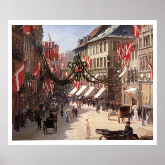 Vintage Travel Flag Day in Copenhagen Denmark Poster (Front)