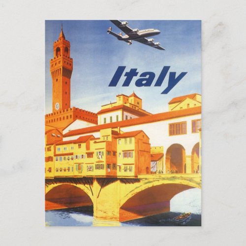 Vintage Travel Florence Firenze Italy Bridge River Postcard