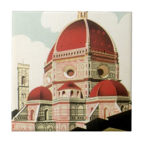 Vintage Travel Florence Firenze Italy Church Duomo Ceramic Tile