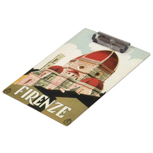 Vintage Travel Florence Firenze Italy Church Duomo Clipboard