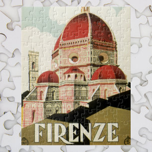 Vintage Travel Florence Firenze Italy Church Duomo Jigsaw Puzzle