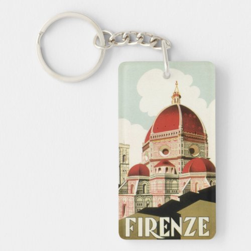Vintage Travel Florence Firenze Italy Church Duomo Keychain
