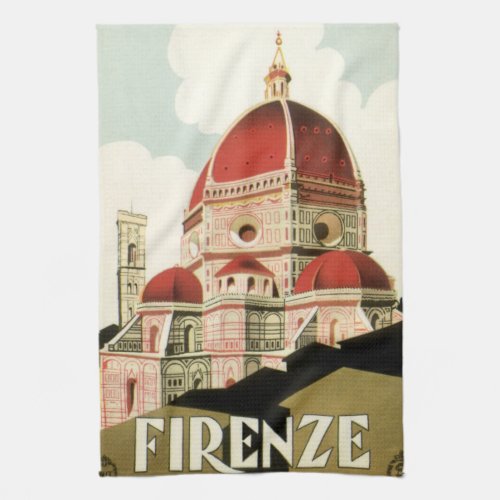 Vintage Travel Florence Firenze Italy Church Duomo Kitchen Towel