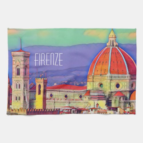 Vintage Travel Florence Firenze Italy Church Duomo Kitchen Towel