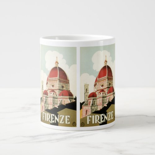 Vintage Travel Florence Firenze Italy Church Duomo Large Coffee Mug