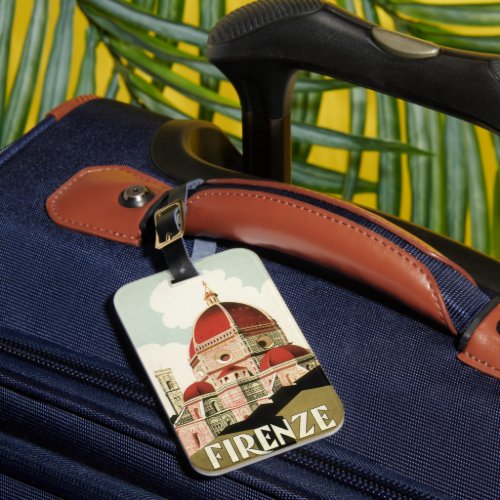 Vintage Travel Florence Firenze Italy Church Duomo Luggage Tag