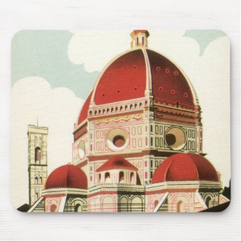 Vintage Travel Florence Firenze Italy Church Duomo Mouse Pad