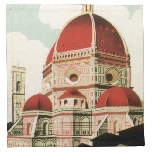 Vintage Travel Florence Firenze Italy Church Duomo Napkin