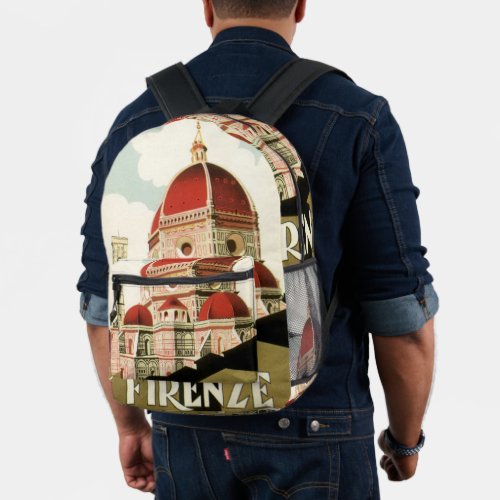 Vintage Travel Florence Firenze Italy Church Duomo Printed Backpack