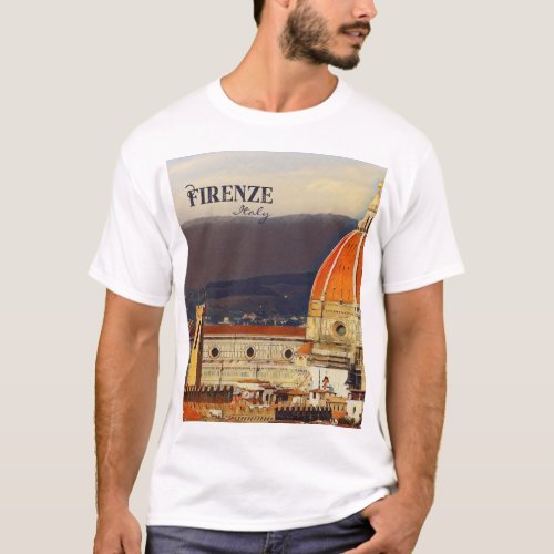 Vintage Travel Florence Firenze Italy Church Duomo T_Shirt