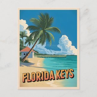Vintage Travel Florida Keys Beach Seaside Scenic
