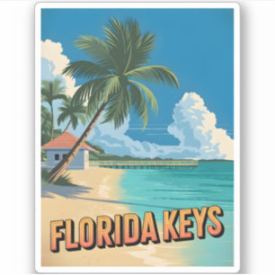 Vintage Travel Florida Keys Beach Seaside Scenic Sticker