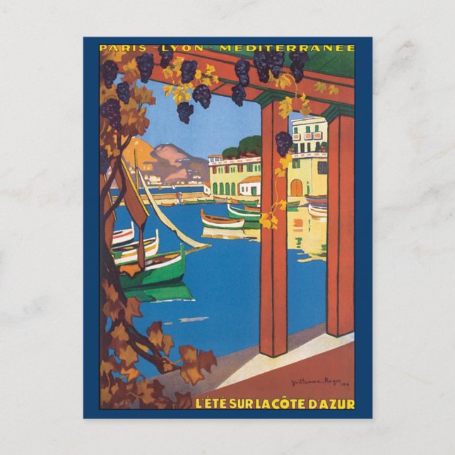 Vintage Travel, French Riviera Mediterranean Sea Postcard (Front)