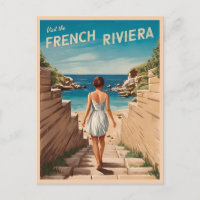 Vintage Travel French Riviera Seaside Retro Scenic