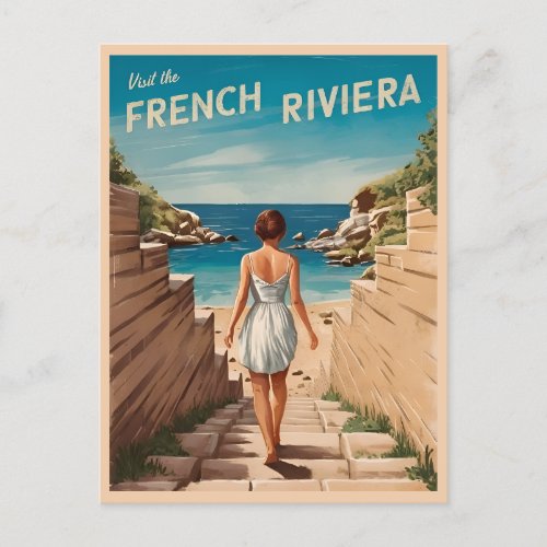 Vintage Travel French Riviera Seaside Retro Scenic Postcard