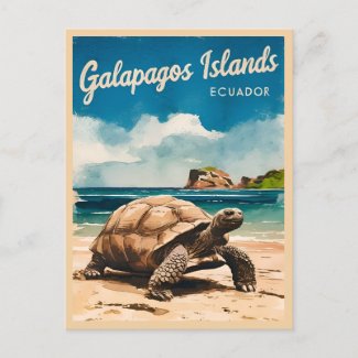 Vintage Travel Galapagos Islands Ecuador Retro