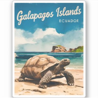 Vintage Travel Galapagos Islands Ecuador Retro