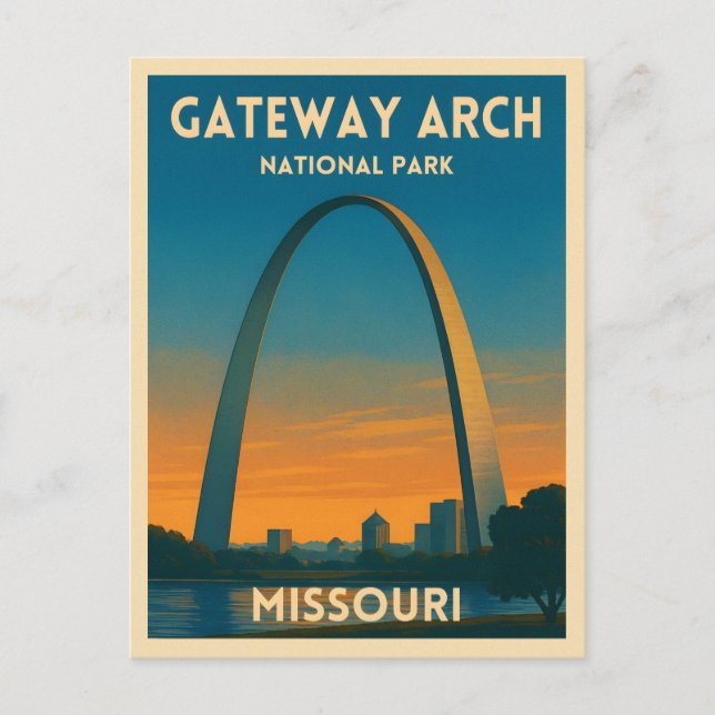 Vintage Travel Gateway Arch National Park Missouri Postcard (Front)