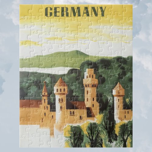 Vintage Travel German Castle Bavaria Germany Jigsaw Puzzle