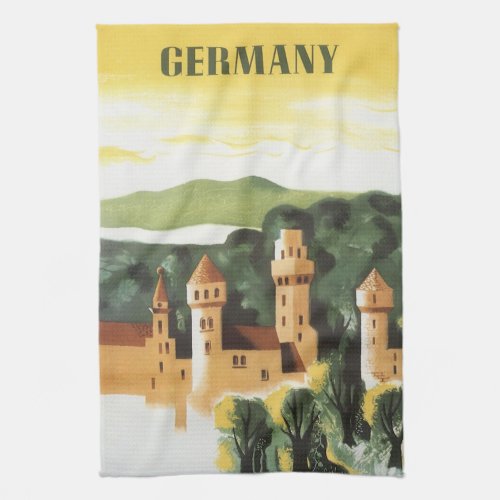 Vintage Travel German Castle Bavaria Germany Kitchen Towel