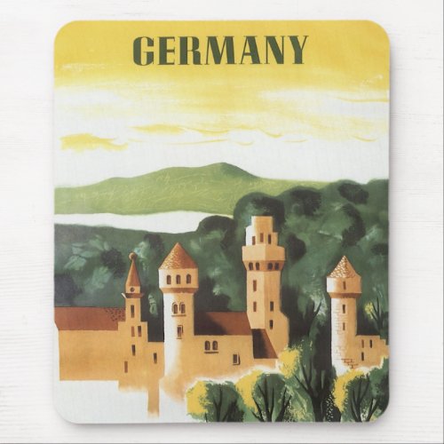 Vintage Travel German Castle Bavaria Germany Mouse Pad