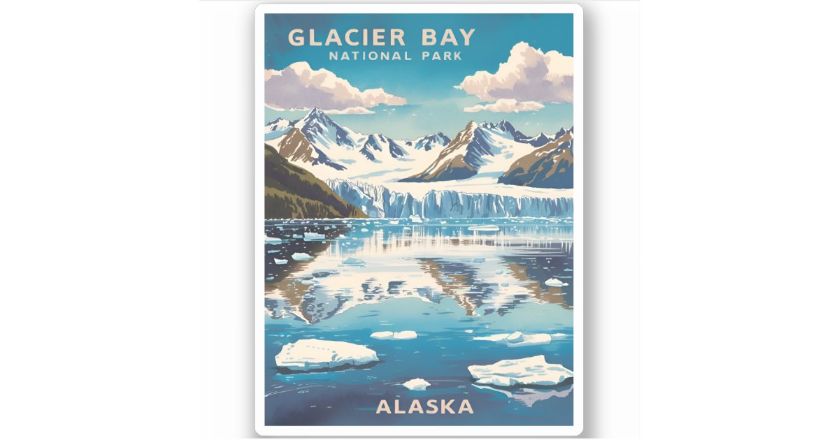 Vintage Travel Glacier Bay National Park Alaska Sticker | Zazzle
