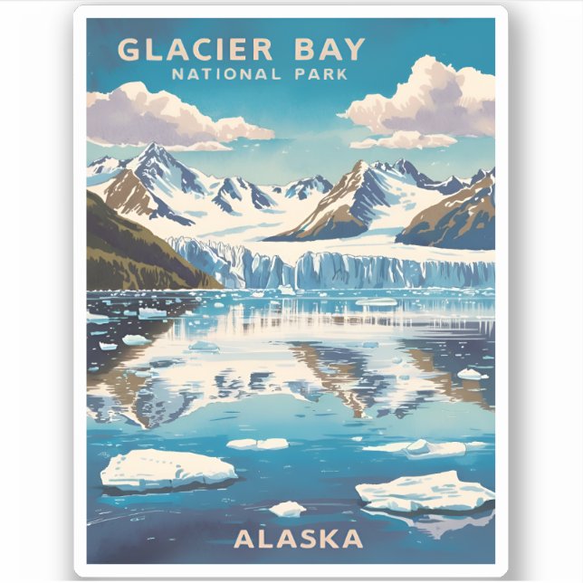 Vintage Travel Glacier Bay National Park Alaska Sticker (Front)