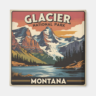Vintage Travel Glacier National Park Montana Magnet
