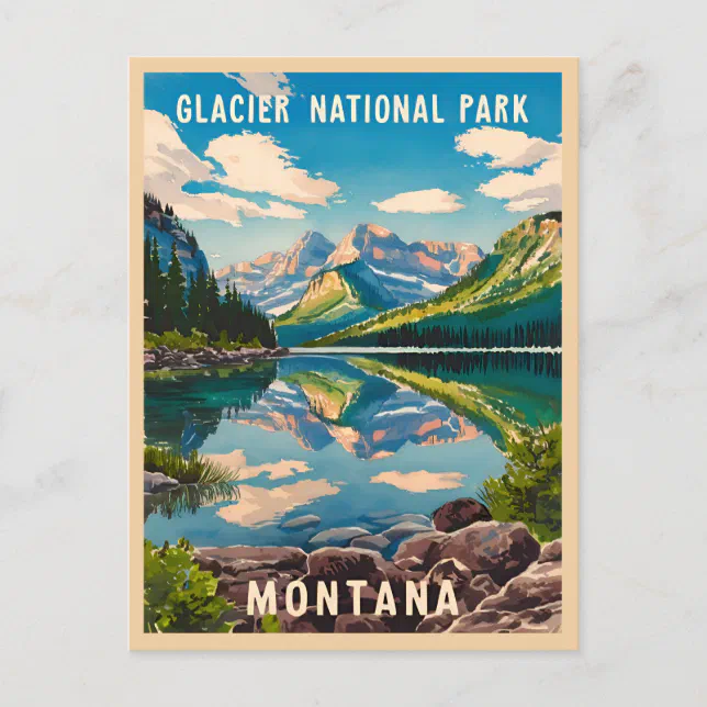 Vintage Travel Glacier National Park Montana Postcard | Zazzle