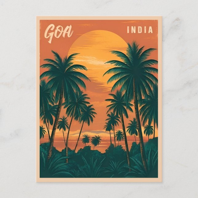 Vintage Travel Goa India Seaside Retro Scenic Postcard (Front)