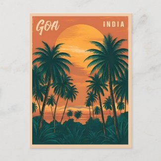 Vintage Travel Goa India Seaside Retro Scenic