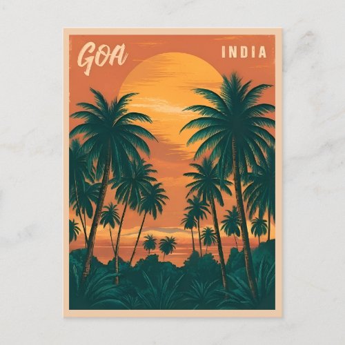 Vintage Travel Goa India Seaside Retro Scenic Postcard