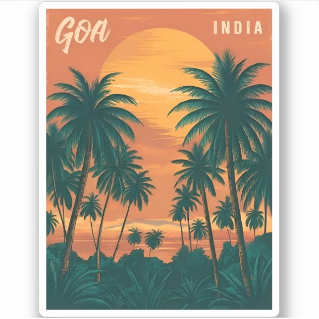 Vintage Travel Goa India Seaside Retro Scenic Sticker (Front)