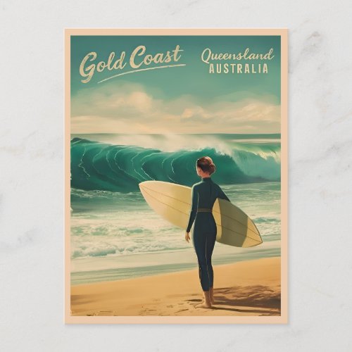 Vintage Travel Gold Coast Australia Retro Scenic Postcard