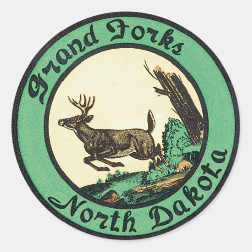 Vintage Travel Grand Forks North Dakota Classic Round Sticker