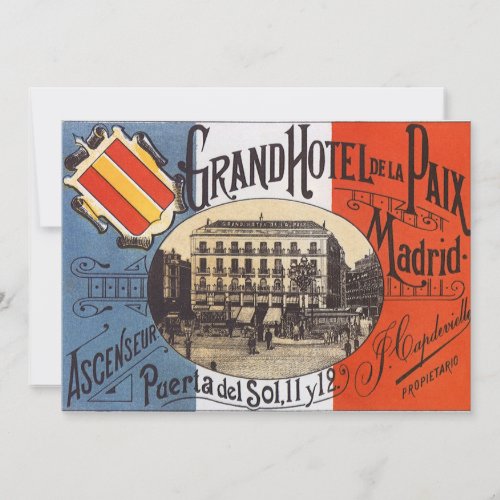 Vintage Travel Grand Hotel Paix Madrid Spain