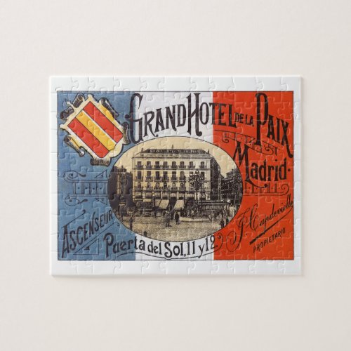 Vintage Travel Grand Hotel Paix Madrid Spain Jigsaw Puzzle