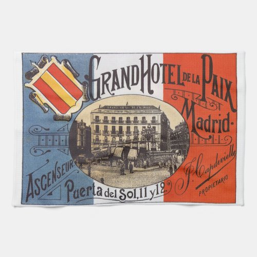 Vintage Travel Grand Hotel Paix Madrid Spain Kitchen Towel