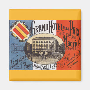 Vintage Travel, Grand Hotel Paix, Madrid, Spain Magnet