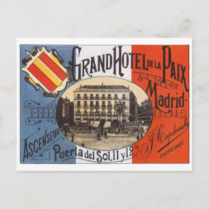 Vintage Travel, Grand Hotel Paix, Madrid, Spain Postcard