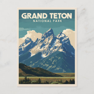 Vintage Travel Grand Teton National Park Postcard