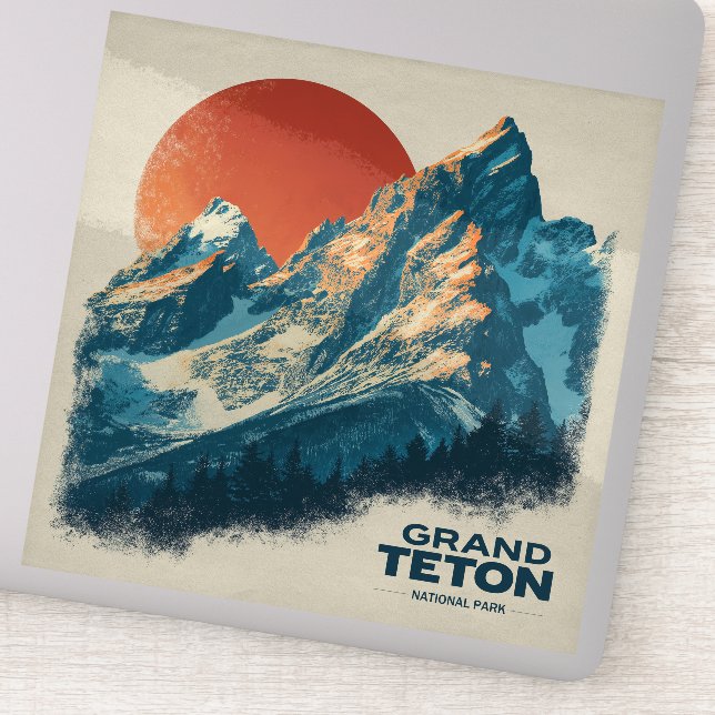 Vintage Travel Grand Teton National Park Sticker (Detail)