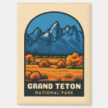 Vintage Travel Grand Teton National Park USA Retro Magnet