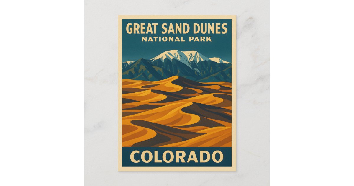 Vintage Travel Great Sand Dunes National Park Postcard | Zazzle