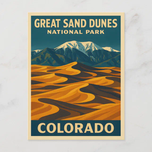Vintage Travel Great Sand Dunes National Park Postcard | Zazzle