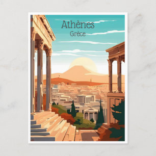 vintage travel Greece Athenes Grèce tourism Postcard