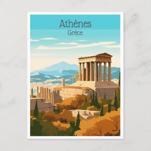 vintage travel Greece Athenes Grèce tourism Postcard