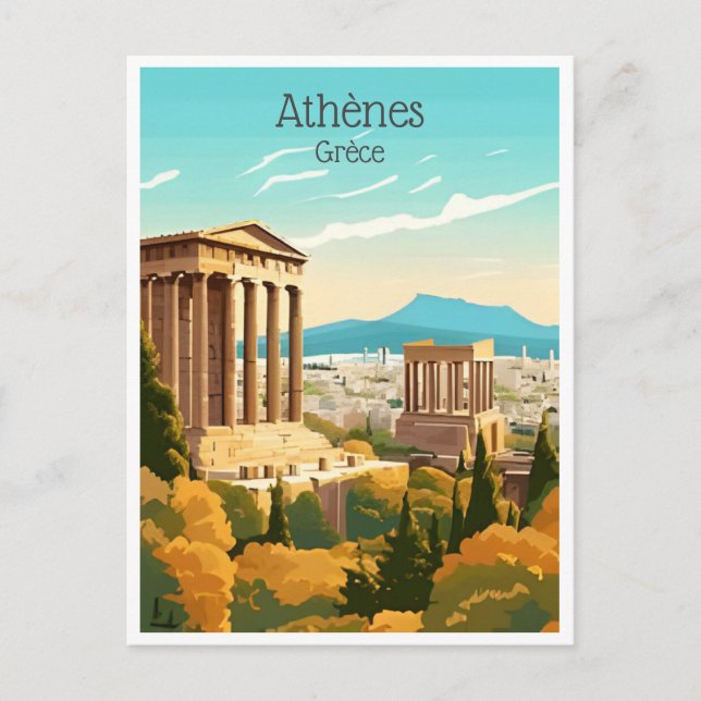 vintage travel Greece Athenes Grèce tourism Postcard (Front)