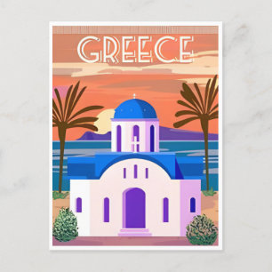 Vintage Travel Greece Santorini Athens Crete retro Postcard